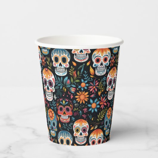 Farbenfrohe Zuckerkulturen Pappbecher (Rückseite)