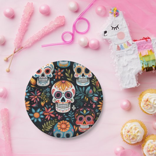 Farbenfrohe Zuckerkulturen Pappteller (Party)