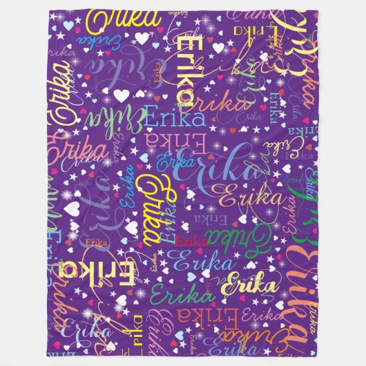 Farbenfrohe Zuneigung lila Fleecedecke (Vorderseite)