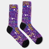 Farbenfrohe Zuneigung lila Socken (Rechts)