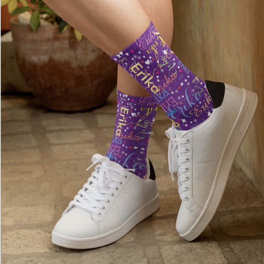 Farbenfrohe Zuneigung lila Socken