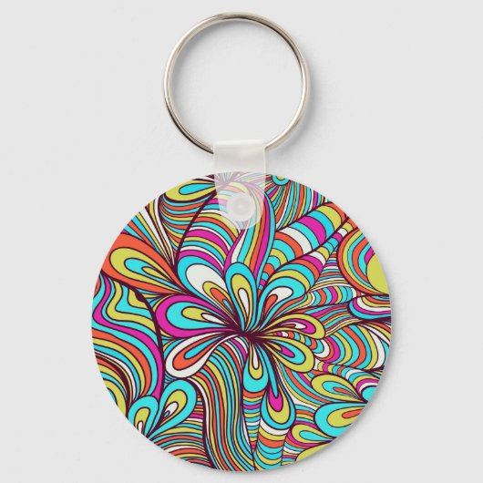 Farbenfrohe zusammengesetzte psychedelische Wirbel Schlüsselanhänger (Vorderseite)