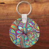 Farbenfrohe zusammengesetzte psychedelische Wirbel Schlüsselanhänger (Vorderseite)