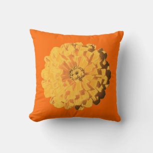 Farbenfrohe zweiseitige Orange mit gelber Blume Kissen