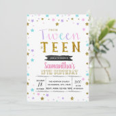 Farbenfrohe zwischen 1 und 1 Party Einladung (Stehend Vorderseite)