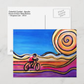 Farbenfrohe Zyklist - Acrylmalerei (Karte) Postkarte (Vorne/Hinten)