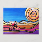 Farbenfrohe Zyklist - Acrylmalerei (Karte) Postkarte (Vorderseite)