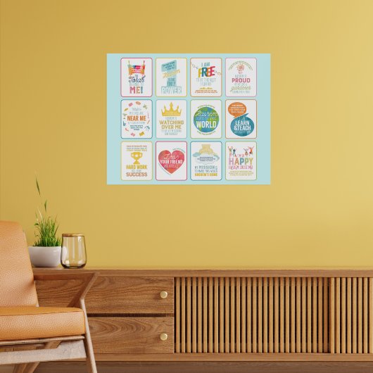 Farbenfroher 12 Pesukim Poster (Wohnzimmer 2)