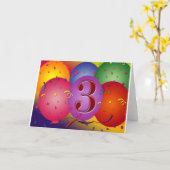 Farbenfroher 3. Geburtstagsballon Karte (Gelbe Blume)