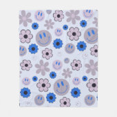 Farbenfroher 70er Groovy Blume Smile Face Pattern Fleecedecke (Vorderseite)