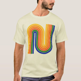 Farbenfroher 70er Retro Style Geometric T - Shirt