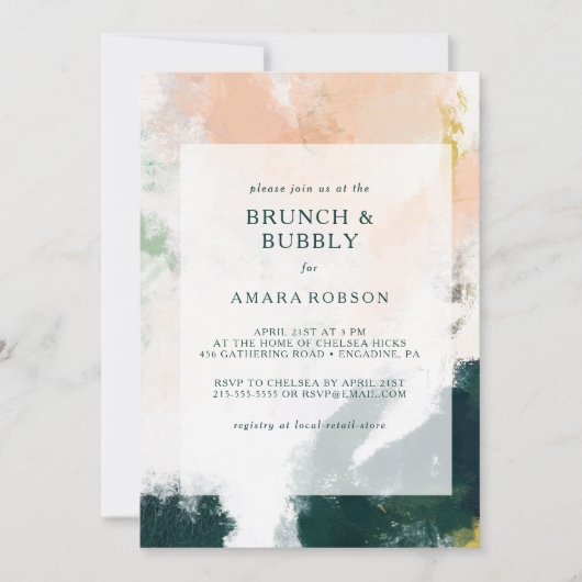 Farbenfroher Abstrakter Brunch und Brauchdusche Einladung (Vorderseite)