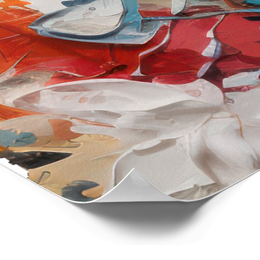 Farbenfroher Abstrakter Buddha mit floralem Akzent Poster (Ecke)