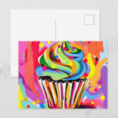 Farbenfroher Abstrakter Cupcake mit lebhaften Hues Postkarte (Vorne/Hinten)