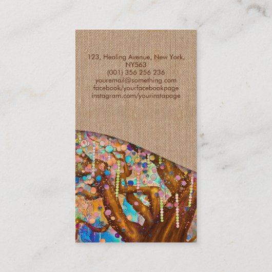 Farbenfroher Abstrakter Glücksbaum Visitenkarte (Rückseite)