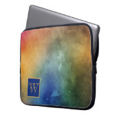 Farbenfroher abstrakter Hintergrund mit Monogramm Laptopschutzhülle (Vorderseite Links)