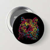 Farbenfroher Abstrakter Neon Tiger Button (Vorne & Hinten)