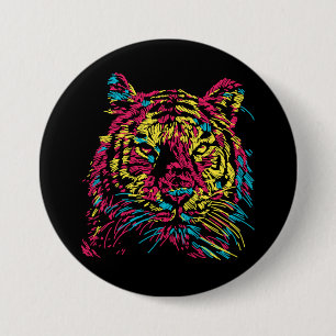Farbenfroher Abstrakter Neon Tiger Button