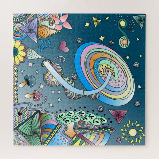 Farbenfroher Abstrakter Spaß Bright Original Art Puzzle (Horizontal)