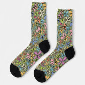Farbenfroher abstrakter Wildblumengarten Socken (Linkes Detail)