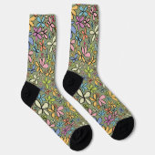 Farbenfroher abstrakter Wildblumengarten Socken (Rechts)