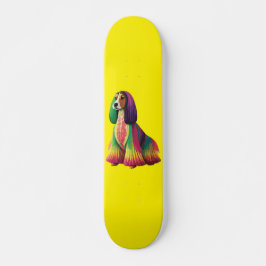 farbenfroher afghanischer Hund Skateboard