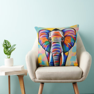 Farbenfroher afrikanischer Safari-Elefant Kissen