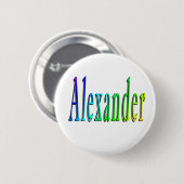 Farbenfroher Alexander Name, Button (Vorne & Hinten)