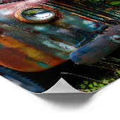 Farbenfroher Altlastwagen Poster (Ecke)