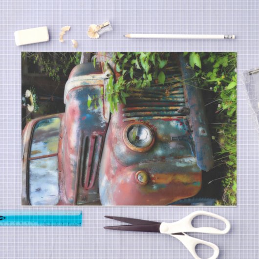 Farbenfroher Altlastwagen Seidenpapier (Handwerk)