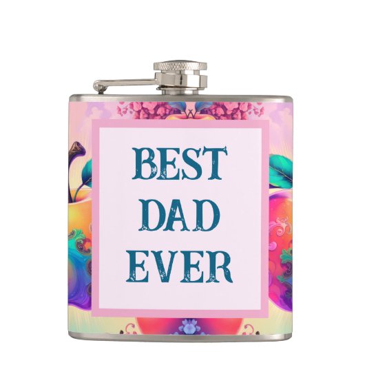 Farbenfroher Apfel mit bester Vater für immer Flachmann (Vorderseite)