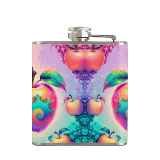 Farbenfroher Apfel mit bester Vater für immer Flachmann (Rückseite)