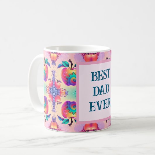 Farbenfroher Apfel mit bester Vater für immer Kaffeetasse (Vorderseite Links)