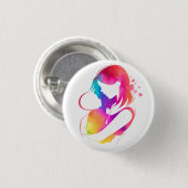 Farbenfroher Aquarell-Mutter-und-Kind-Anstecker Button (Vorne & Hinten)