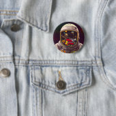 Farbenfroher Astronaut im Weltraum mit Blume Kunst Button (Beispiel)