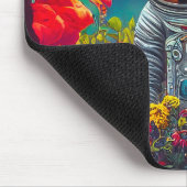 Farbenfroher Astronaut im Weltraum mit Blume Kunst Mousepad (Ecke)