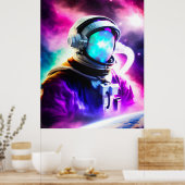 Farbenfroher Astronaut im Weltraumposter Poster (Küche)