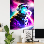 Farbenfroher Astronaut im Weltraumposter Poster (Heimbüro)