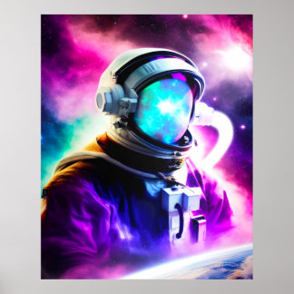 Farbenfroher Astronaut im Weltraumposter Poster