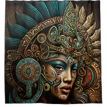 Farbenfroher Aztekenkriegsduschvorhang