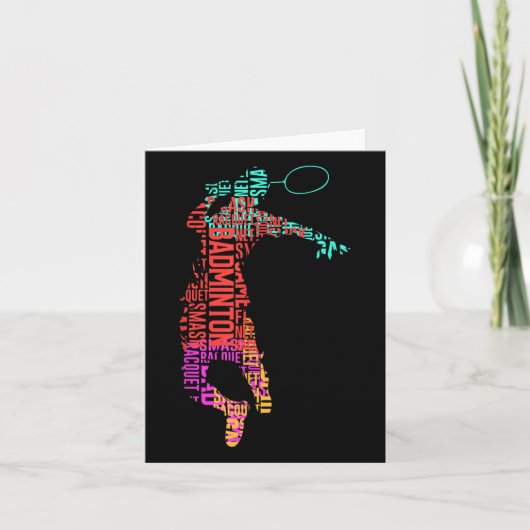 Farbenfroher Badminton Player _ Shuttle Racket _ B Karte (Vorderseite)