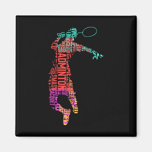 Farbenfroher Badminton Player _ Shuttle Racket _ B Magnet (Vorne)