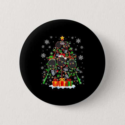 Farbenfroher Badmintonspieler als Weihnachtsbaum-F Button (Vorderseite)