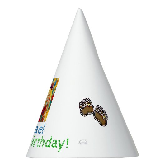 Farbenfroher Bär Geburtstag Partyhütchen (Rechts)