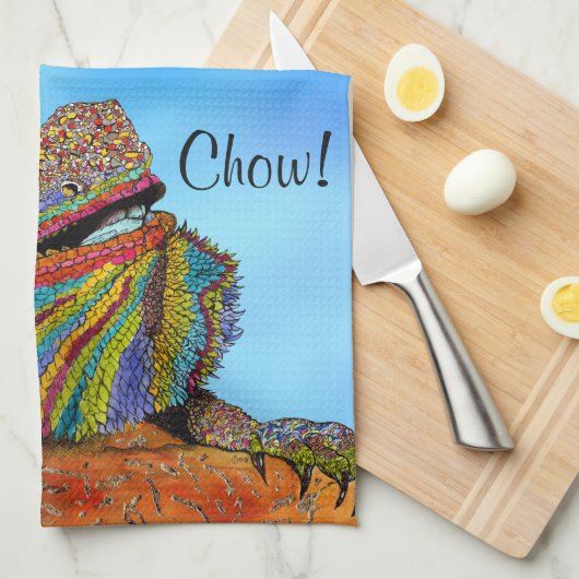 Farbenfroher Bartdrache 1/2 Klappküche Handtuch (Viertel Falte)