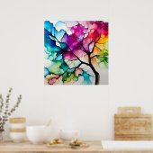 Farbenfroher Baum Alkohol Tinte Abstract Poster (Küche)