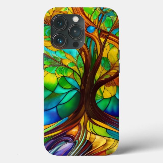 Farbenfroher Baum aus festem Glas Case-Mate iPhone Hülle (Rückseite)
