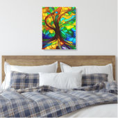 Farbenfroher Baum aus festem Glas Leinwanddruck (Insitu (Schlafzimmer))