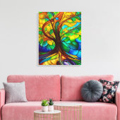 Farbenfroher Baum aus festem Glas Leinwanddruck (Insitu (Wohnzimmer))