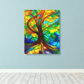 Farbenfroher Baum aus festem Glas Leinwanddruck (Insitu (Holzboden))